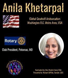 Anila Khetarpal - Washington D.C. - Global Goodwill Ambassadors